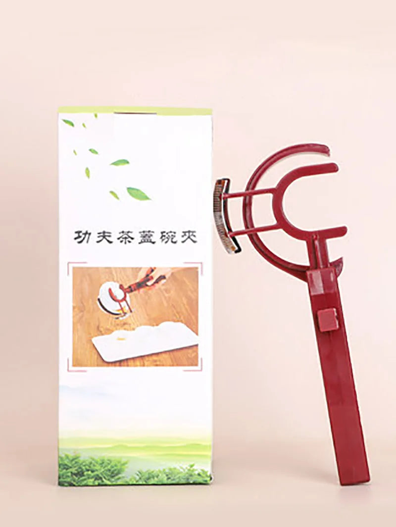 Portable Gaiwan Lid Clip Heat Insulation Tea Kettle Cover Fork with PVC Handle Tea Tools for Kung Fu Service Ceremony Accessory