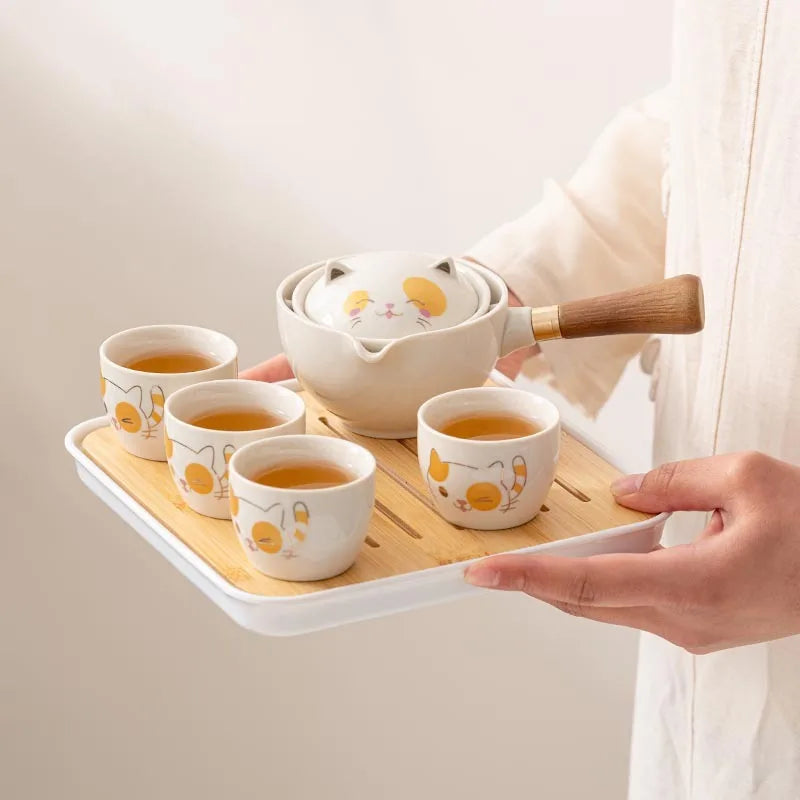 Portable Glass Ceramic Chinese Kung Fu Tea Set Travel Tea Set Teaware Sets Teapot for Tea Teapot Tea Cup Set Tea Maker Infuser