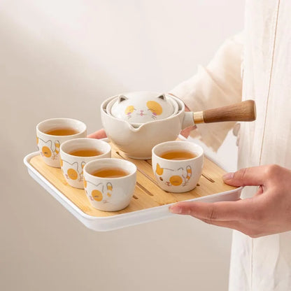 Portable Glass Ceramic Chinese Kung Fu Tea Set Travel Tea Set Teaware Sets Teapot for Tea Teapot Tea Cup Set Tea Maker Infuser