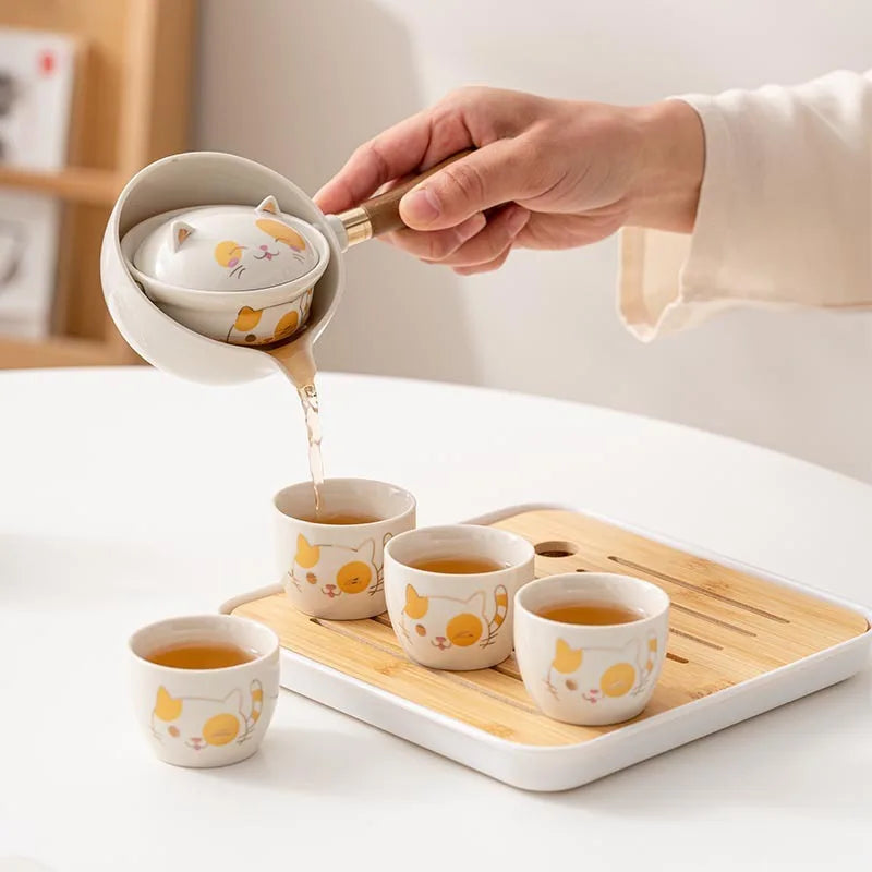 Portable Glass Ceramic Chinese Kung Fu Tea Set Travel Tea Set Teaware Sets Teapot for Tea Teapot Tea Cup Set Tea Maker Infuser