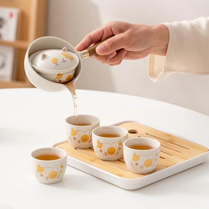 Portable Glass Ceramic Chinese Kung Fu Tea Set Travel Tea Set Teaware Sets Teapot for Tea Teapot Tea Cup Set Tea Maker Infuser