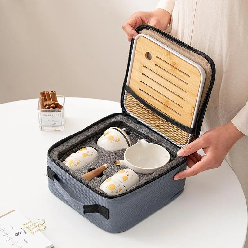 Portable Glass Ceramic Chinese Kung Fu Tea Set Travel Tea Set Teaware Sets Teapot for Tea Teapot Tea Cup Set Tea Maker Infuser