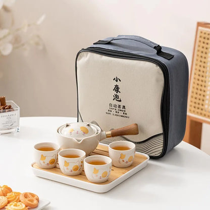 Portable Glass Ceramic Chinese Kung Fu Tea Set Travel Tea Set Teaware Sets Teapot for Tea Teapot Tea Cup Set Tea Maker Infuser