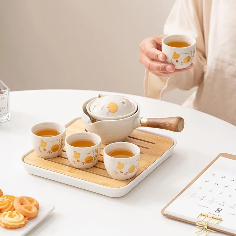 Portable Glass Ceramic Chinese Kung Fu Tea Set Travel Tea Set Teaware Sets Teapot for Tea Teapot Tea Cup Set Tea Maker Infuser