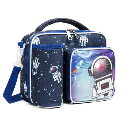 Portable Insulated Lunch Bag for Girls Kids Unicorn Pattern School Lunch Bag with Water Bottle Pocket