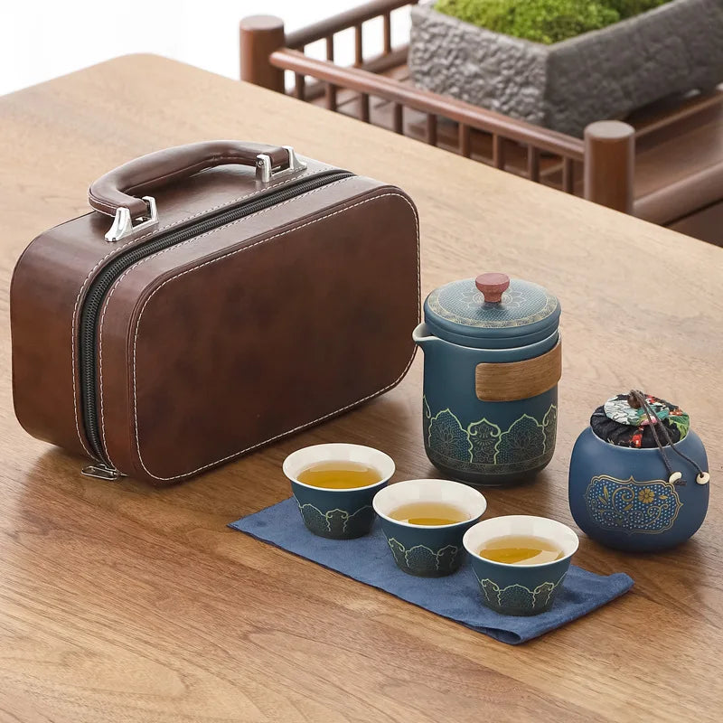 Portable Outdoor Kung Fu Tea Set Green Tea Pots and Cups Set Teacups Coffee Teapot Teeware Teware Coffeeware Teaware Gaiwan Cup