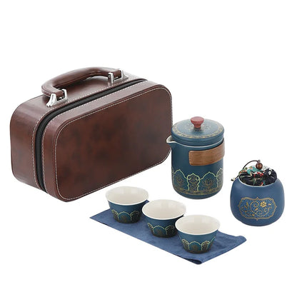 Portable Outdoor Kung Fu Tea Set Green Tea Pots and Cups Set Teacups Coffee Teapot Teeware Teware Coffeeware Teaware Gaiwan Cup