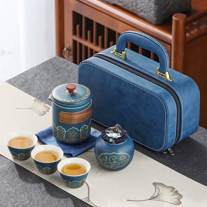 Portable Outdoor Kung Fu Tea Set Green Tea Pots and Cups Set Teacups Coffee Teapot Teeware Teware Coffeeware Teaware Gaiwan Cup