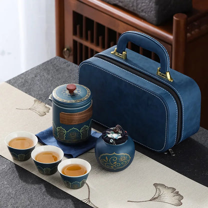 Portable Outdoor Kung Fu Tea Set Green Tea Pots and Cups Set Teacups Coffee Teapot Teeware Teware Coffeeware Teaware Gaiwan Cup