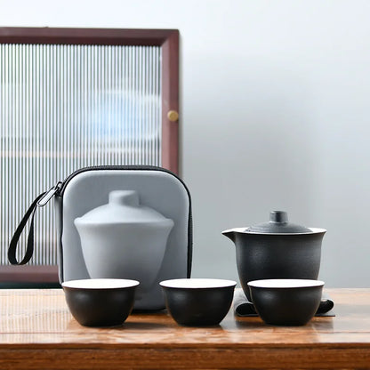 Portable Outdoor Kung Fu Tea Set Green Tea Pots and Cups Set Teacups Coffee Teapot Teeware Teware Coffeeware Teaware Gaiwan Cup