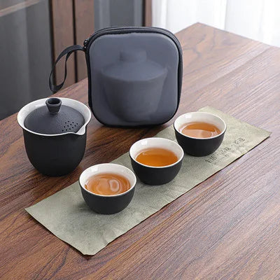 Portable Outdoor Kung Fu Tea Set Green Tea Pots and Cups Set Teacups Coffee Teapot Teeware Teware Coffeeware Teaware Gaiwan Cup