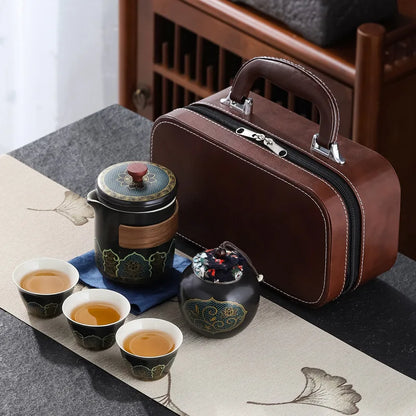Portable Outdoor Kung Fu Tea Set Green Tea Pots and Cups Set Teacups Coffee Teapot Teeware Teware Coffeeware Teaware Gaiwan Cup