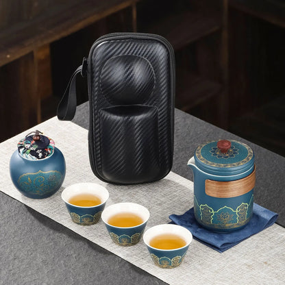 Portable Outdoor Kung Fu Tea Set Green Tea Pots and Cups Set Teacups Coffee Teapot Teeware Teware Coffeeware Teaware Gaiwan Cup