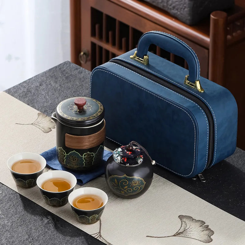Portable Outdoor Kung Fu Tea Set Green Tea Pots and Cups Set Teacups Coffee Teapot Teeware Teware Coffeeware Teaware Gaiwan Cup