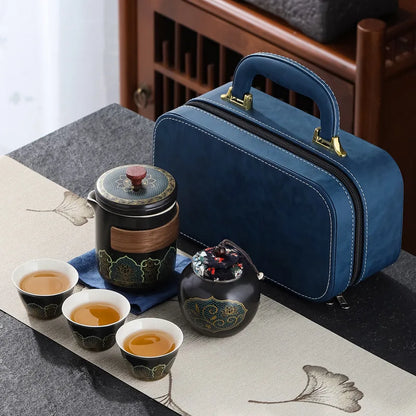 Portable Outdoor Kung Fu Tea Set Green Tea Pots and Cups Set Teacups Coffee Teapot Teeware Teware Coffeeware Teaware Gaiwan Cup