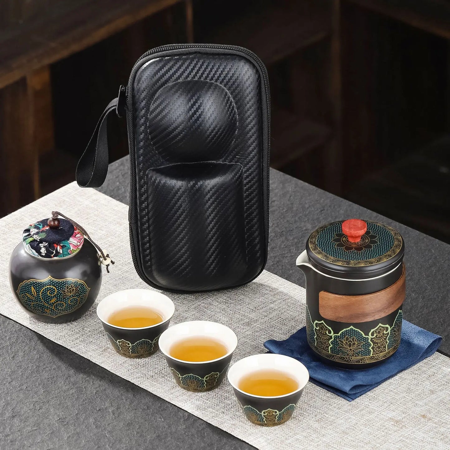 Portable Outdoor Kung Fu Tea Set Green Tea Pots and Cups Set Teacups Coffee Teapot Teeware Teware Coffeeware Teaware Gaiwan Cup