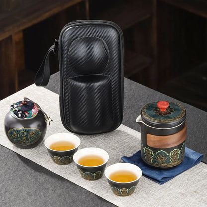 Portable Outdoor Kung Fu Tea Set Green Tea Pots and Cups Set Teacups Coffee Teapot Teeware Teware Coffeeware Teaware Gaiwan Cup