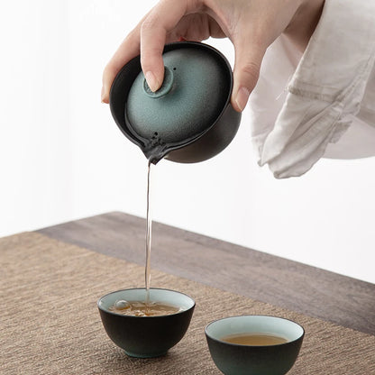 Portable Outdoor Travel Tea Set  Ceramic Porcelain Kung Fu Teaset Teaware Gaiwan Anti-scalding 1 Pot 2 Cups Teapot Infuser Tea