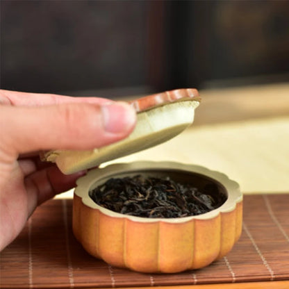 Portable Sealed Pot for Tea, Moon Cake Tea Caddy, Ceramic Travel Pot, Coarse Pottery Storage Jar, Moisture-proof Tea Warehouse