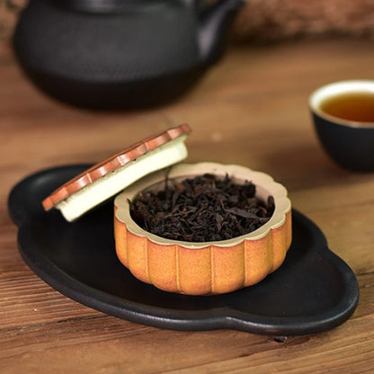 Portable Sealed Pot for Tea, Moon Cake Tea Caddy, Ceramic Travel Pot, Coarse Pottery Storage Jar, Moisture-proof Tea Warehouse