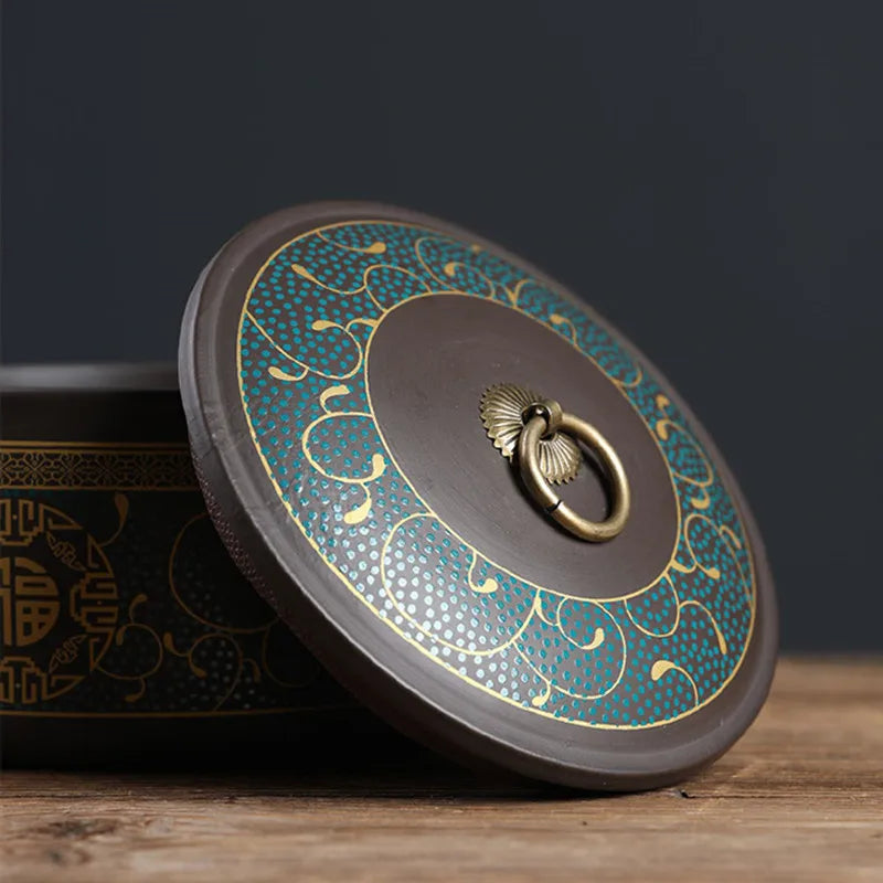 Portable Sealed Tea Caddy Coffee Canister Spice Organizer Purple Clay Tea Jar Tieguanyin Containers Travel Tea Bag Storage Box