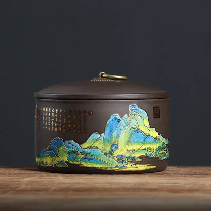 Portable Sealed Tea Caddy Coffee Canister Spice Organizer Purple Clay Tea Jar Tieguanyin Containers Travel Tea Bag Storage Box