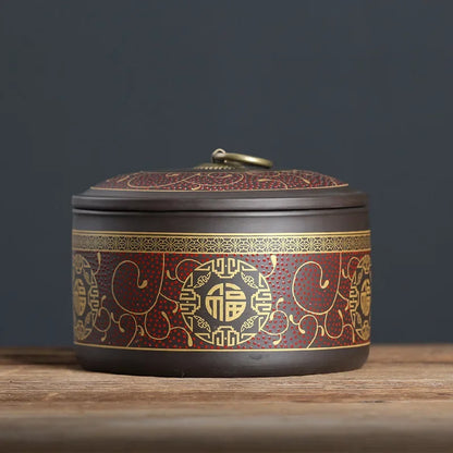 Portable Sealed Tea Caddy Coffee Canister Spice Organizer Purple Clay Tea Jar Tieguanyin Containers Travel Tea Bag Storage Box
