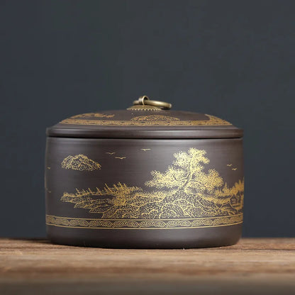 Portable Sealed Tea Caddy Coffee Canister Spice Organizer Purple Clay Tea Jar Tieguanyin Containers Travel Tea Bag Storage Box