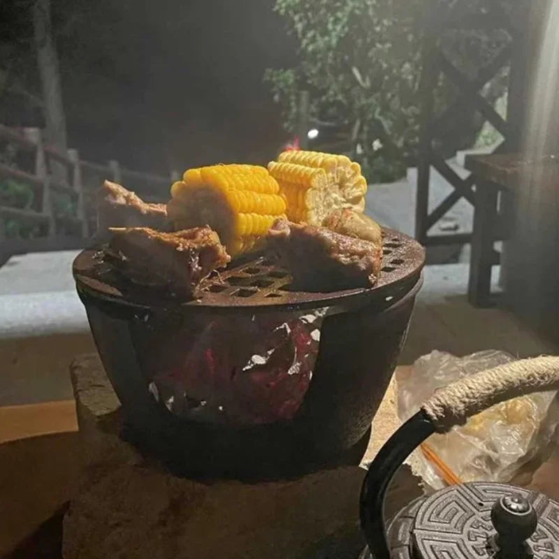 Portable Small Cast Iron Stove Grill Charcoal BBQ Grill TableTop BBQ Retro Tea Oven Heating Stove Holder Teapot Base