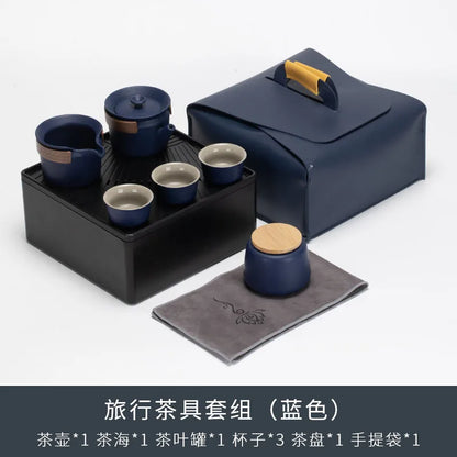 Portable Tea Set Quick Cup Outdoor Teapot Travel Small Set of Storage Box Teaware Kitchen Dining Bar Home Garden