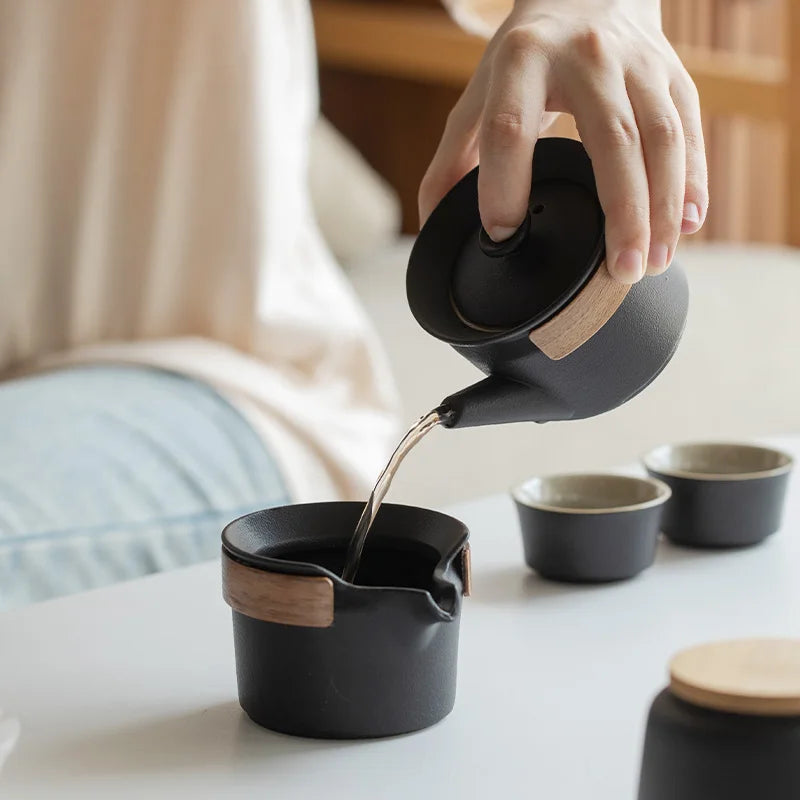 Portable Tea Set Quick Cup Outdoor Teapot Travel Small Set of Storage Box Teaware Kitchen Dining Bar Home Garden