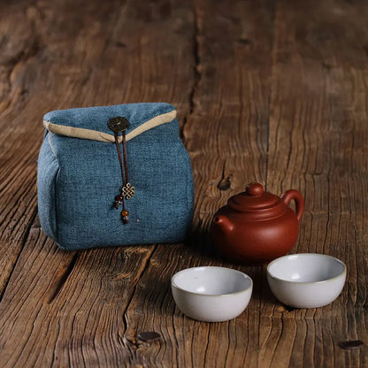 Portable Tea Storage Bag, A Pot of Two Cups Teapot, Travel Bags