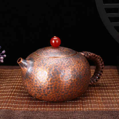 Portable Teapot Tea Set Warm Wine Jug Handmade Antique Burn Kettle Chinese Coffee Pots Dragon Egg Kettle Purple Copper Pots gift
