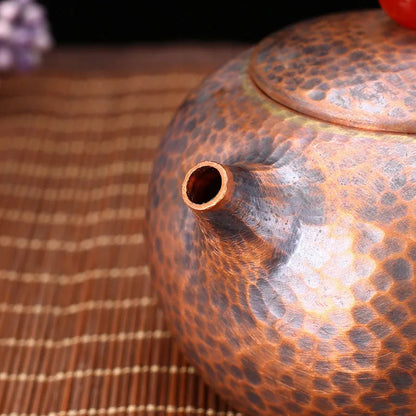 Portable Teapot Tea Set Warm Wine Jug Handmade Antique Burn Kettle Chinese Coffee Pots Dragon Egg Kettle Purple Copper Pots gift