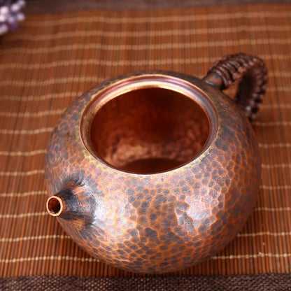 Portable Teapot Tea Set Warm Wine Jug Handmade Antique Burn Kettle Chinese Coffee Pots Dragon Egg Kettle Purple Copper Pots gift