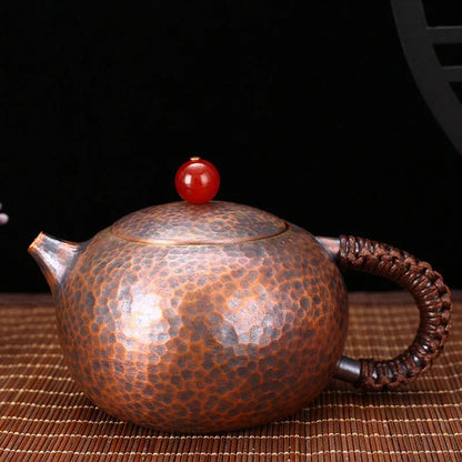Portable Teapot Tea Set Warm Wine Jug Handmade Antique Burn Kettle Chinese Coffee Pots Dragon Egg Kettle Purple Copper Pots gift