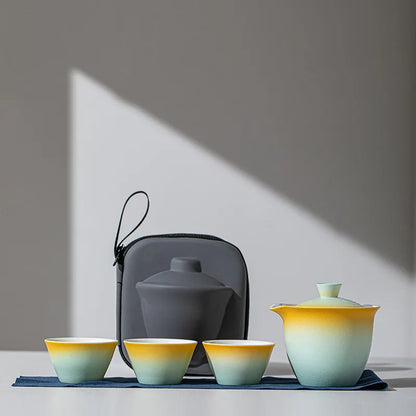 Portable Teapot Teacup Set with Travel Kit Kung Fu Teaware Ceramic Outdoor Tea Pots Chinese Tea Pot and Cup Set