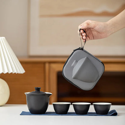 Portable Teapot Teacup Set with Travel Kit Kung Fu Teaware Ceramic Outdoor Tea Pots Chinese Tea Pot and Cup Set