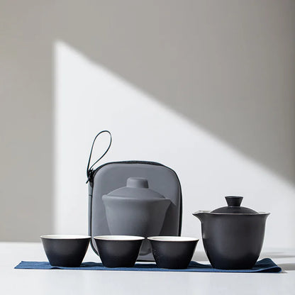 Portable Teapot Teacup Set with Travel Kit Kung Fu Teaware Ceramic Outdoor Tea Pots Chinese Tea Pot and Cup Set