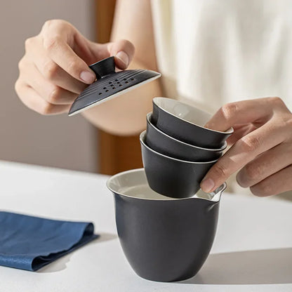 Portable Teapot Teacup Set with Travel Kit Kung Fu Teaware Ceramic Outdoor Tea Pots Chinese Tea Pot and Cup Set
