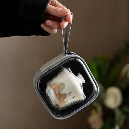 Portable Teapot with Case Large Ceramic tea Cups and Infuser Traditional Chinese Gongfu tea set for Office Travel Hotel Outdoor