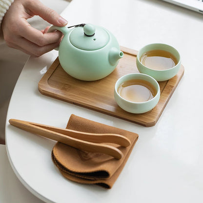 Portable Teaware Home Office Chinese Ceramic Teapot Set Travel Tea set Porcelain Teacups Teaware with Serving Tray Tea Infuser