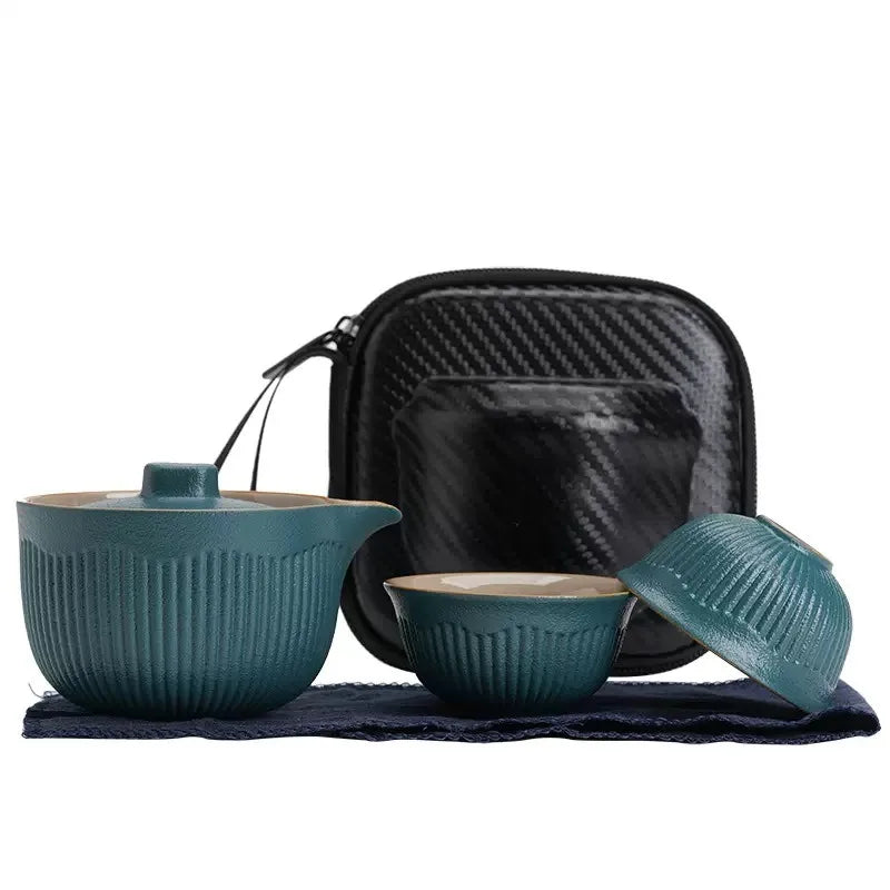 Portable Travel Tea Set Ceramic Teapot Kettle Quik Pots One Pot and Two Cups Teaware Sets Chinese Drink TeapotsTea Cup