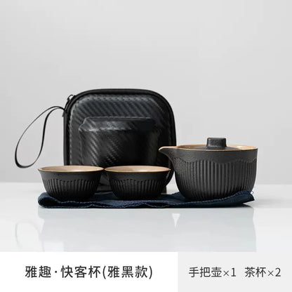 Portable Travel Tea Set Ceramic Teapot Kettle Quik Pots One Pot and Two Cups Teaware Sets Chinese Drink TeapotsTea Cup