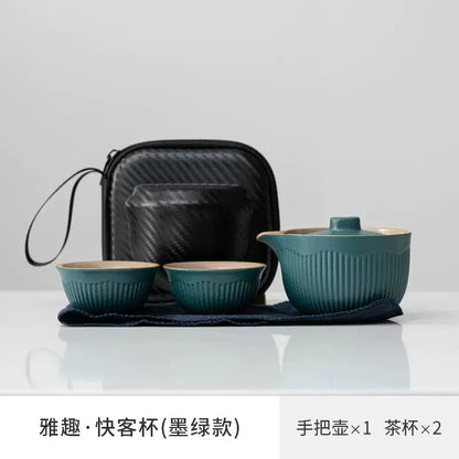 Portable Travel Tea Set Ceramic Teapot Kettle Quik Pots One Pot and Two Cups Teaware Sets Chinese Drink TeapotsTea Cup