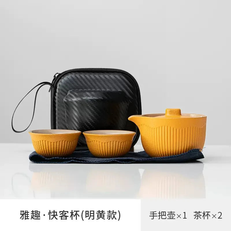 Portable Travel Tea Set Ceramic Teapot Kettle Quik Pots One Pot and Two Cups Teaware Sets Chinese Drink TeapotsTea Cup