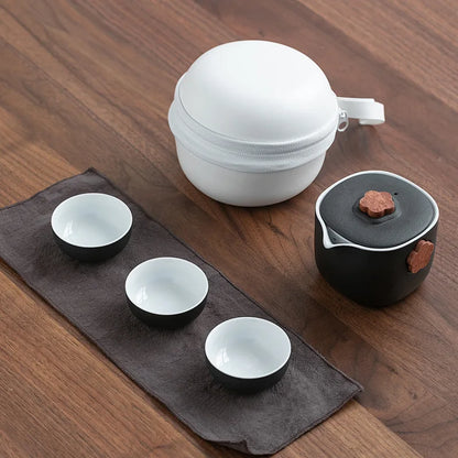 Portable Travel Tea Set Ceramic Teapot Kettle Quik Pots One pot and Three cups Teaware Chinese Drink Teapots Tea Cup Gaiwan