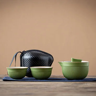 Portable Travel Tea Set  Ceramic Teapot Kettle Quik Pots One pot and two cups Teaware Chinese Drink TeapotsTea Cup