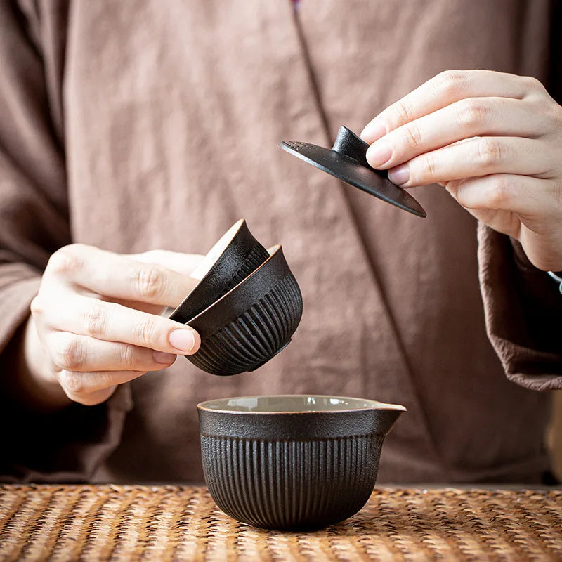 Portable Travel Tea Set  Ceramic Teapot Kettle Quik Pots One pot and two cups Teaware Chinese Drink TeapotsTea Cup