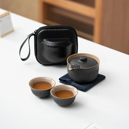 Portable Travel Tea Set Ceramic Teapot Kettle Quik Pots One pot and two cups Teaware Sets Chinese Drink TeapotsTea Cup